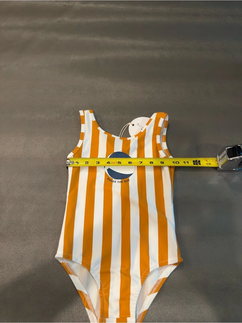 Cabana  Kids One-Piece Swimsuit - Orange and White Striped. Size 5